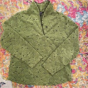 WOOLRICH Floral Green Fleece Pullover